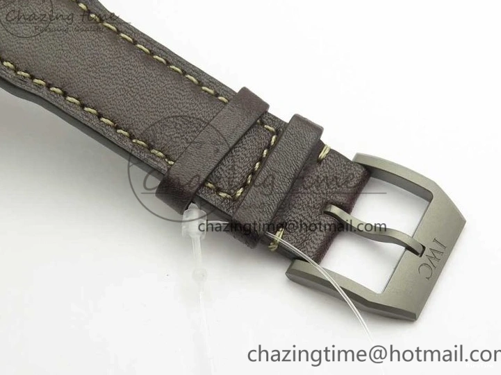 MIROTIME 0504 SmartChoice Mark XVIII IW327006 Titanium M+F 1:1 Best Edition Black Dial on Brown Leather Strap A 7145